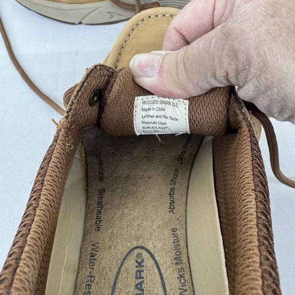 Rugged Shark Brown Tan‎ Leather Boat Shoes Men Size 8 M - Picture 6 of 7